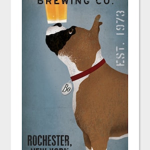 PERSONALIZED BOXER Dog Brewing Company graphic art giclee print SIGNED image 5