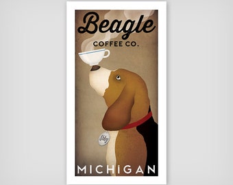 FREE Custom Personalized BEAGLE Beer Wine Coffee Tea Cellars Brewing Company graphic art giclee print