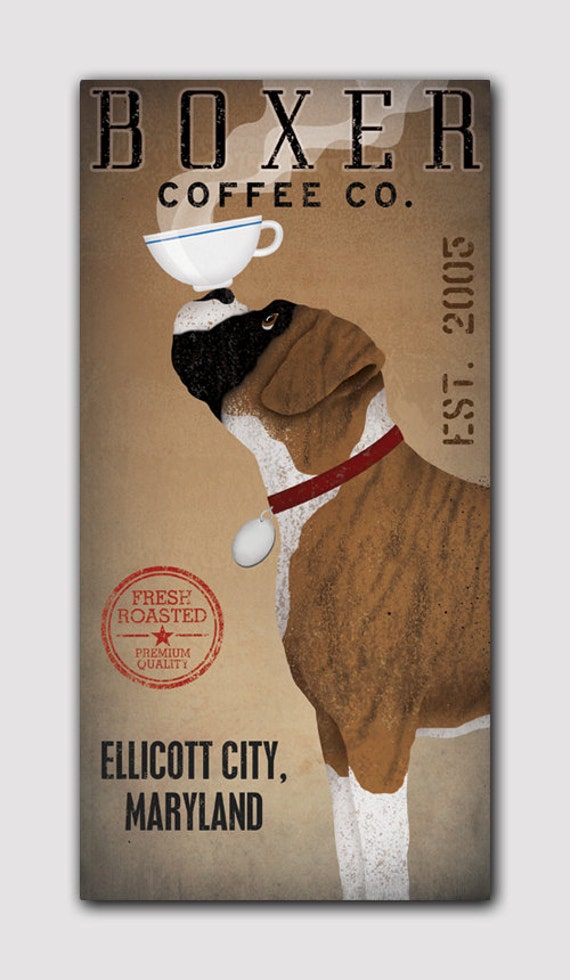 PERSONALIZED Customized BOXER Dog Coffee Co. Stretched Etsy