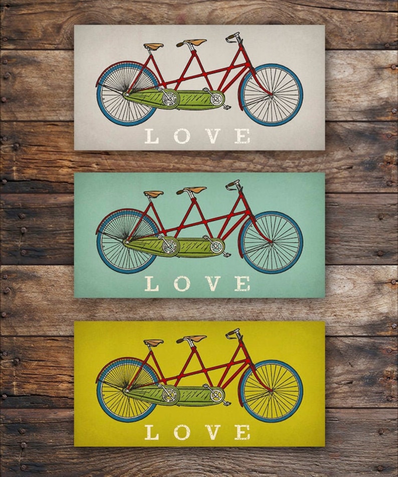 Custom PERSONALIZED Tandem BICYCLE bike LOVE ready to hang Etsy