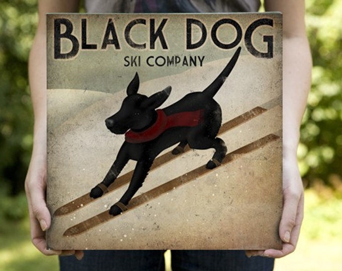 Black Dog Ski Company GRAPHIC ART COLLAGE ON CANVAS 12x12.1.5 Etsy