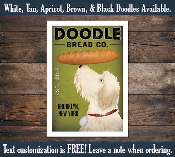 FREE CUSTOMIZATION Doodle Labradoodle Goldendoodle Bread Bakery Company Sign Archival Giclee Print