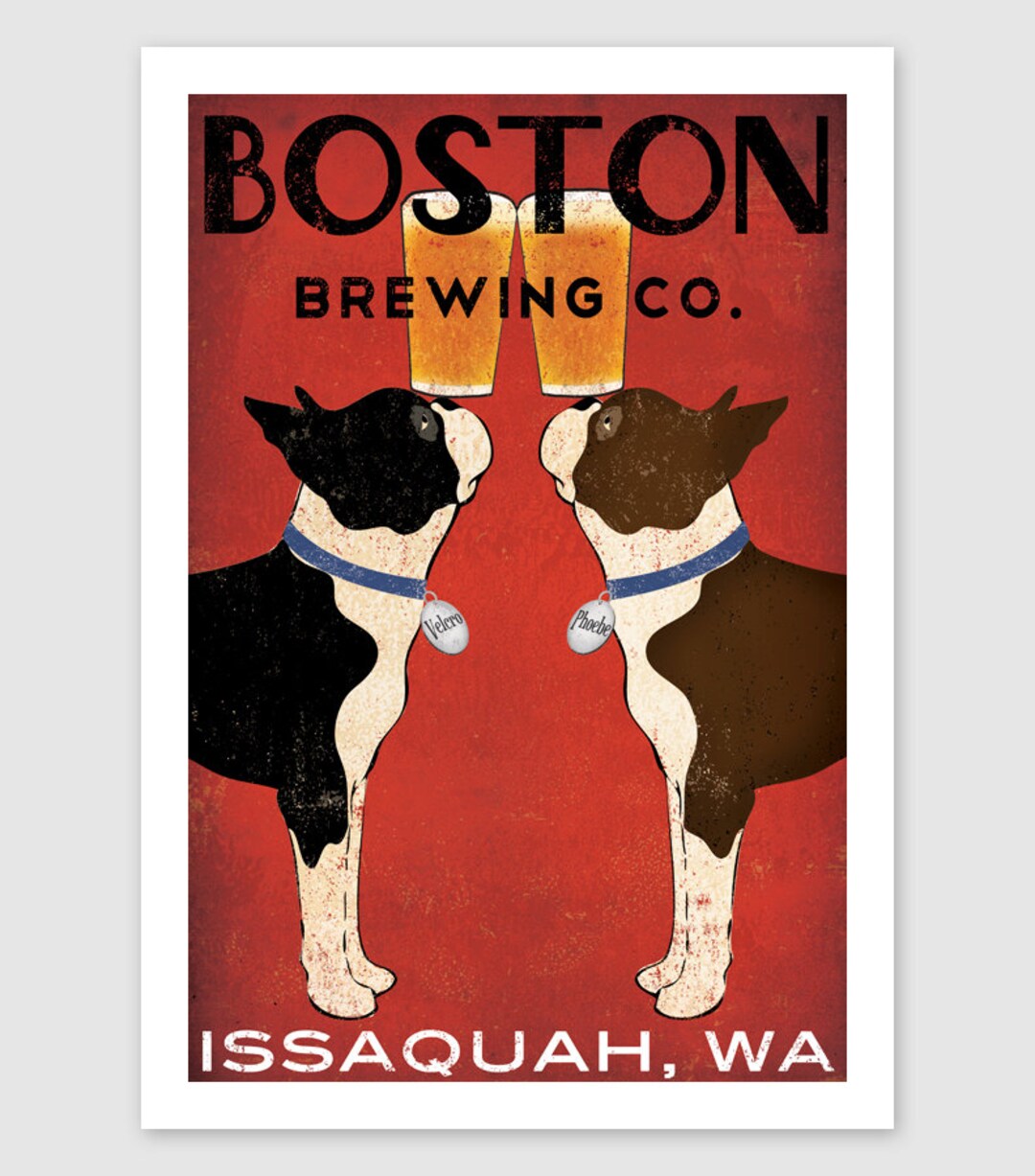 BOSTON Terrier FREE to Personalize Brown & Black Brewing - Etsy