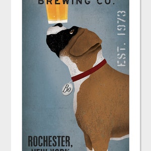 PERSONALIZED BOXER Dog Brewing Company graphic art giclee print SIGNED image 3