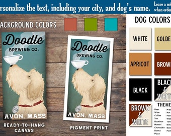 GOLDENDOODLE Doodle Labradoodle FREE CUSTOMIZATION  Brewing Company  Print Dog Art Beer Sign Apricot Tan Brown Black