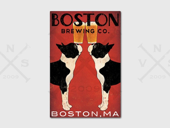 Boston Terrier Brewing Co Panel Ryan Fowler Vintage Beer Ads Dogs Print Poster