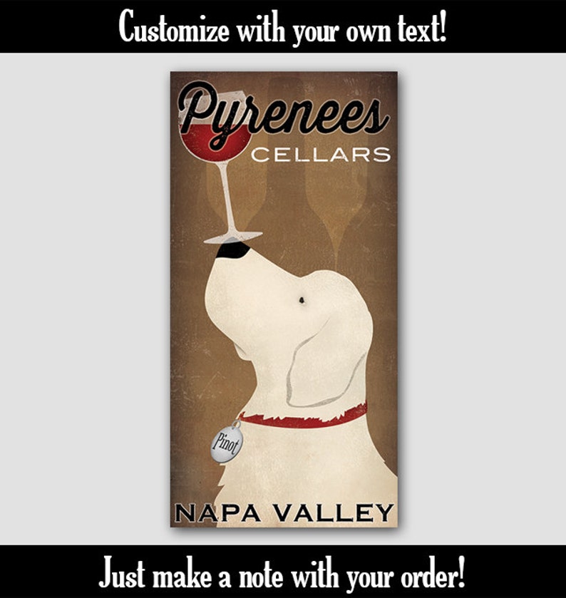 ENGLISH CREAM Personalized Great PYRENEES Wine Beer Coffee Golden Retriever Poster Print or ready-to-hang canvas Signed Ryan Fowler image 5