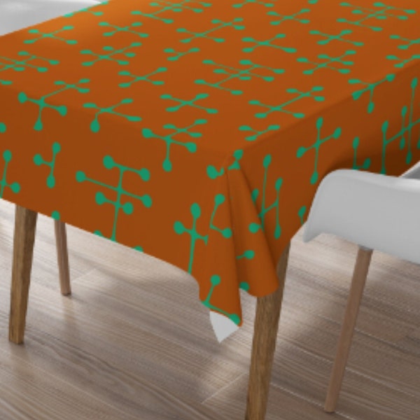 Charles & Ray Eames Small Dot Pattern Tablecloth Retro Mid Century Modern Lines  Orange MM2 Vintage Style Rectangle
