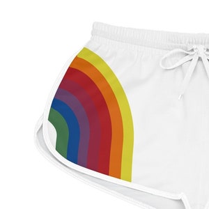 Rainbow Shorts Vintage Style 80s 70s Jersey Gym Tie Drawstring