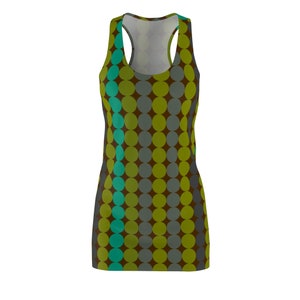 Mod Dots Olive Green Gray (MM31) 1960s 60s Style Dress Retro Fashion Clothing for Women Small Medium Large