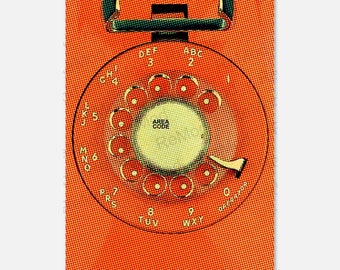 Wählscheibe Telefon Home Office Schreibtisch Orange (2147) Poster Wand Kunst Druck Grafik Retro Style Home Room Design, ohne Rahmen, ohne Rahmen