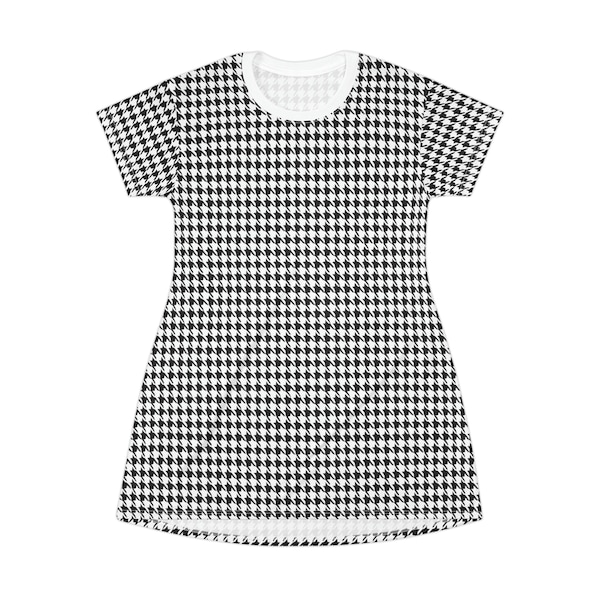 Robe monochrome style années 60 et 60 pied-de-poule, vêtements de mode rétro pour femme, petite, moyenne, grande