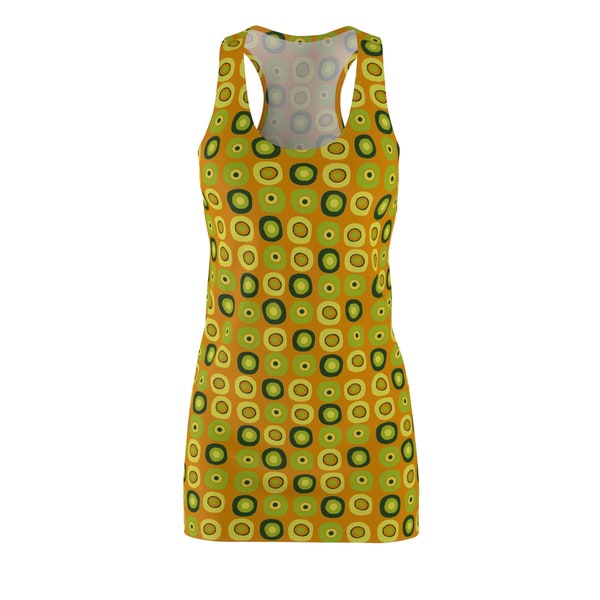 Géométrique jaune moutarde vert olive (MM48) robe style années 60 60 vêtements de mode rétro pour femme petite moyenne grande