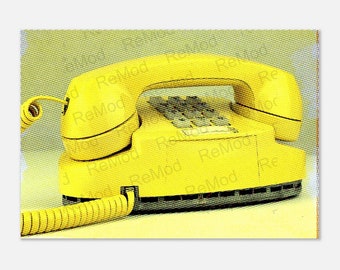 Vintage Prinzessin Telefon POP ART Home Office Schreibtisch Gelb (2144) Poster Wand Kunst Druck Grafik Retro Style Home Room Design, ohne Rahmen, ungerahmt