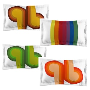70s White Multicolor Rainbow Geometric Pillow Sham