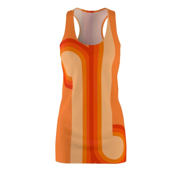 Robe asymétrique géométrique orange (années 70's14) des années 60's 60's Vêtements de mode rétro pour femme petite moyenne grande