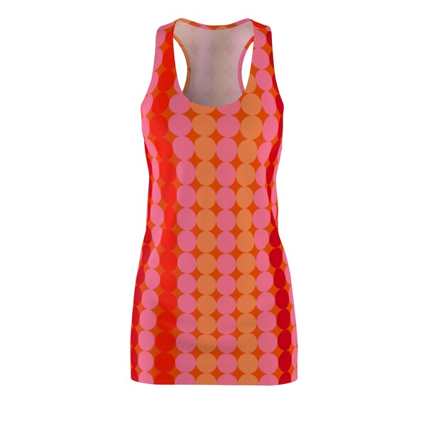 Mod Dots Rose Orange (MM31) Robe Style Années 1960 Années 60 Vêtements de mode rétro pour femme Petite Moyenne Grande