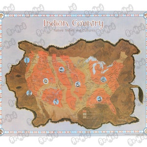 Mapa histórico de tierras tribales del país indio vintage de las culturas de las tribus nativas americanas decoración del hogar Impresión de carteles Arte de la pared sin marco