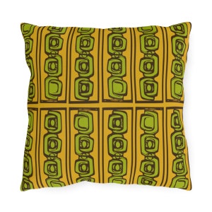 Outdoor Pillow 14 16 18 20 Tiki Mod Retro Mm35 Yellow Square Rectangular