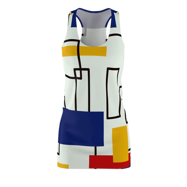 Mondrian Color Block Noir Blanc Bleu Jaune Rouge Années 1960 Années 60 Robe Style Rétro Vêtements Pour Femme Petite Moyenne Grande