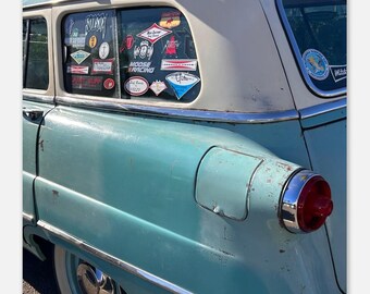 Vintage amerikanisches klassisches blaues Auto Woody Baja Surf Fotografie (6275) Poster Wand Kunst Druck Grafik Retro Home Style Room Design Ungerahmt