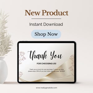 Biglietto di ringraziamento, apprezzamento del cliente, offerta di sconto, design elegante, stampabile, fedeltà del cliente, marchio aziendale, follow-up del cliente