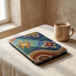 Mosaic Floral Waves Kindle Case | Colorful Boho Pattern Sleeve