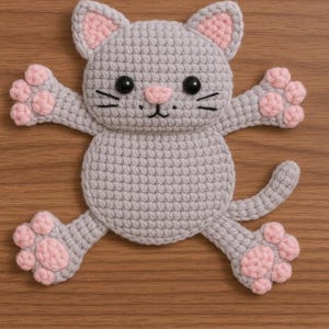Splat Cat Untersetzer häkeln - lustige flache Katzenbecher-Matte - anfängerfreundliches Amigurumi PDF-Tutorial