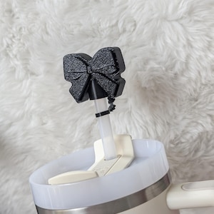 Black Bow Straw Cap Cover for Stanley Tumbler Accessories for Straw Topper Decor Cup 10mm Straw Buddy