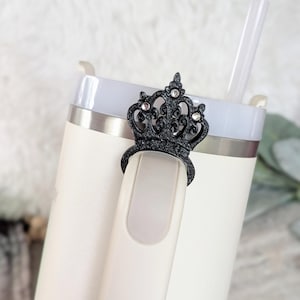 Black Crown Tumbler handle cuff clip charm with rhinestones for Stanley Tumbler Accessories for Handle Decor Cup Charms Princess Queen