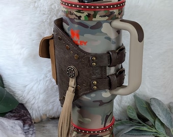 Studded Camo Tumbler Boot or Bangle Hand Painted for Stanley Tumbler Sleeve 3D Printed Protective Boot, Western Cowgirl Country Concho Posty