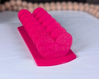 Neon Pink Embossed Hearts Cash Stuffing Tray | 6-Slot 3D Printed Bill Organizer