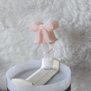 Light Pink Coquette Ribbon Bow Straw Cap Cover for Stanley Tumbler Accessories for Straw Topper Decor Cup 10mm Straw Buddy