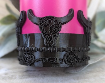 Bull Skull Roses 40oz Tumbler Boot, 3D Printed Western Decor