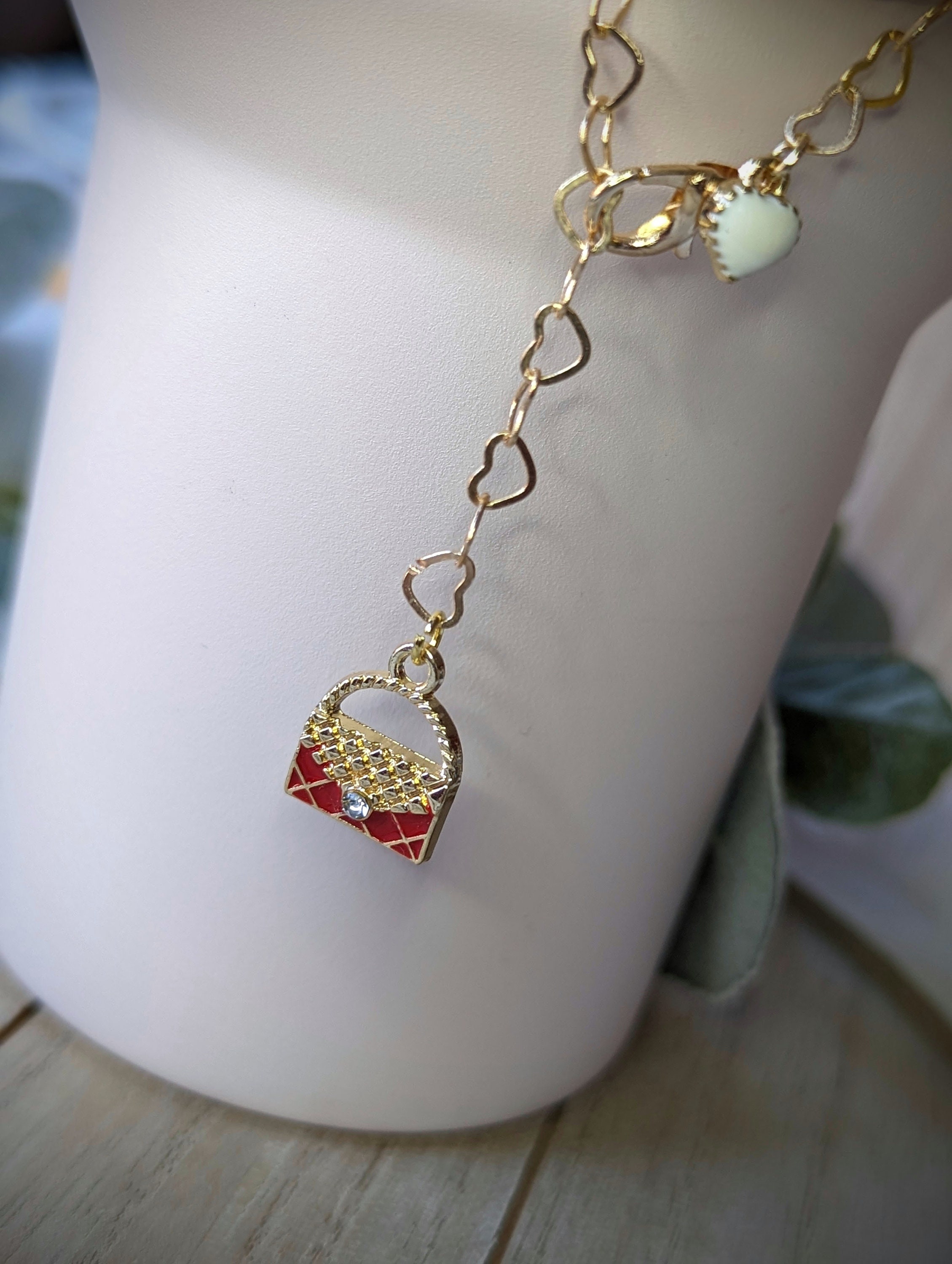 Stanley Tumbler Cup Red Handbag Charms, Handle Dangle Charm, Gold Heart  Chain Heart Accent, Stanley Accessory Bag, Stanley Cup Charm Dangle 