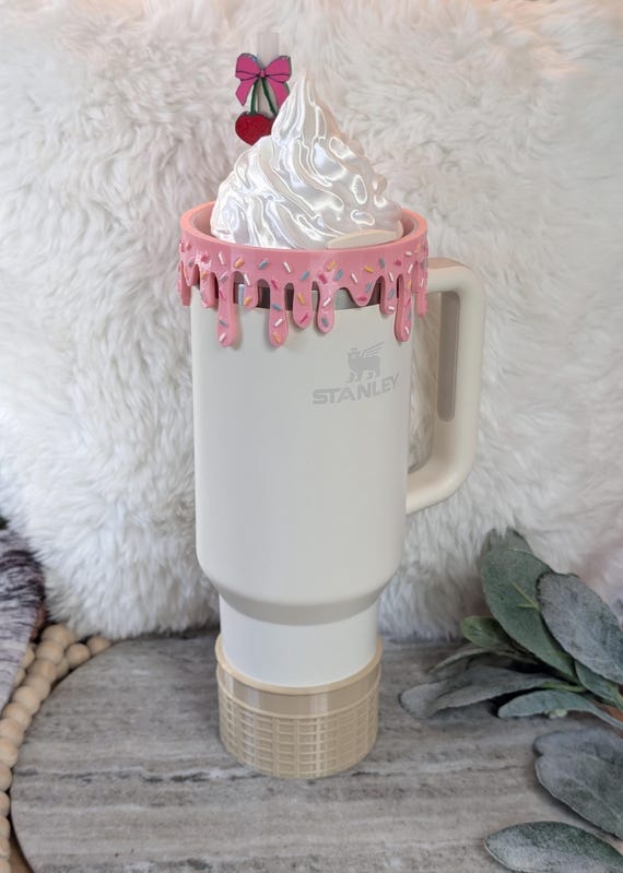 Ice Cream Cone Themed Tumbler Set for Stanley Tumbler Accessories for Lid  Topper Decor Cup Protective Sleeve New Unique Design Sprinkles