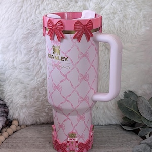 Nutcracker Bow Tumbler Boot or Bangle for Stanley Protective Sleeve 3D Printed Pink Gold Glitter Shimmer Luxe LSF Christmas Holiday Shine