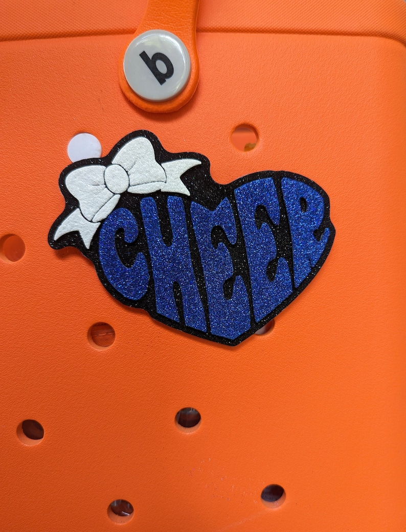 Cheer charm for Bogg Bag, Custom charm for bag, Made to order cheerleader bag charms, School cheer team bag charm, Cheer mom gift,3D printed image 1