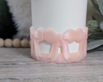 Coquette Ribbon Bow Tumbler Boot Light Pale Pink Bow Sleeve for Tumbler, Tumbler Boot Sleeve, 3D Printed Bow, 40oz Stanley, Protective Boot