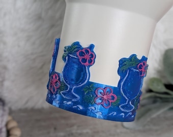 Tropical Drink Boot for Stanley Tumbler Accessories for Lid Topper Decor Cup Protective Sleeve, Summer Floral Resort Palm Tree Hibiscus Boot