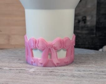 Pink Coquette Ribbon Bow Tumbler Boot, 40oz Stanley, Bow Sleeve for Boot, 3D Printed, Protective Boot for Tumbler bottom Accessories