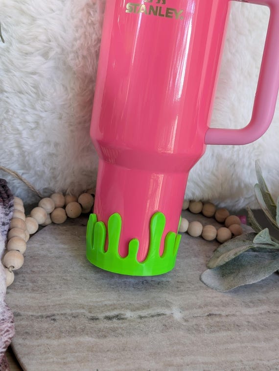 Drip Boot for Stanley Tumbler Accessories Decor on Drink Cup Boot Bling Dripping Melting Tumbler Protective Sleeve Neon Lime Green Slime