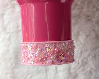 Funda protectora rosa para vaso de 40 oz Stanley con dije de basura, impresa en 3D, con dijes para vaso