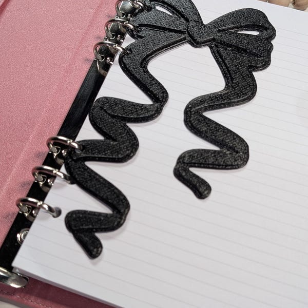 Black Coquette Bow Dashboard Layered Decor for A5 Planner binders 3d Printed Overlay Insert Page Marker Soft Girly Aesthetic Minimalistic
