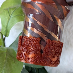 Tiger Tumbler Boot 40oz Stanley Tumbler Sleeve 3D Printed Protective Boot Brown Caramel Tiger Print Assessory Decor