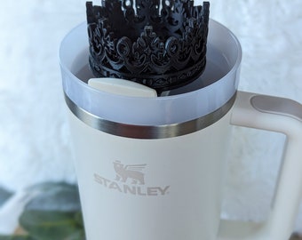 Crown Lid tag plate for Stanley Tumbler Topper, Stanley Topper, Stanley Accessory, 40oz, 30, or 64oz, 3D printed tumbler top, Gift for her