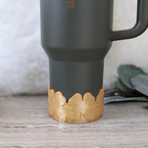 Gold Shamrock Four Leaf Clover Tumbler Boot for Stanley Sleeve Tumbler, Tumbler Boot Sleeve, 3D Printed Protective boot for Stanley Cup