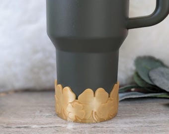 Gold Shamrock Four Leaf Clover Tumbler Boot for Stanley Sleeve Tumbler, Tumbler Boot Sleeve, 3D Printed Protective boot for Stanley Cup