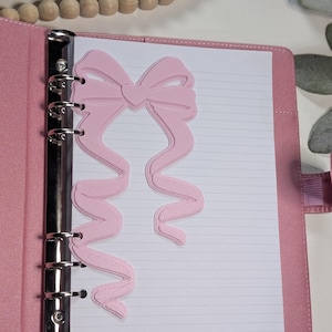 Baby Pink Coquette Bow Dashboard Layered Decor for A5 Planner binders 3d Printed Overlay Insert Page Marker Soft Pink Girly Aesthetic Sakura