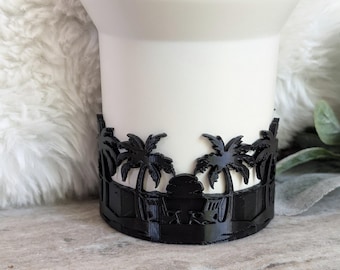 Palm Tree Beach Sunset Tumbler Boot, Tropical Tumbler Sleeve, Protective 3D Printed Stanley Resort Decor Accessories Beach Life Ocean Summer